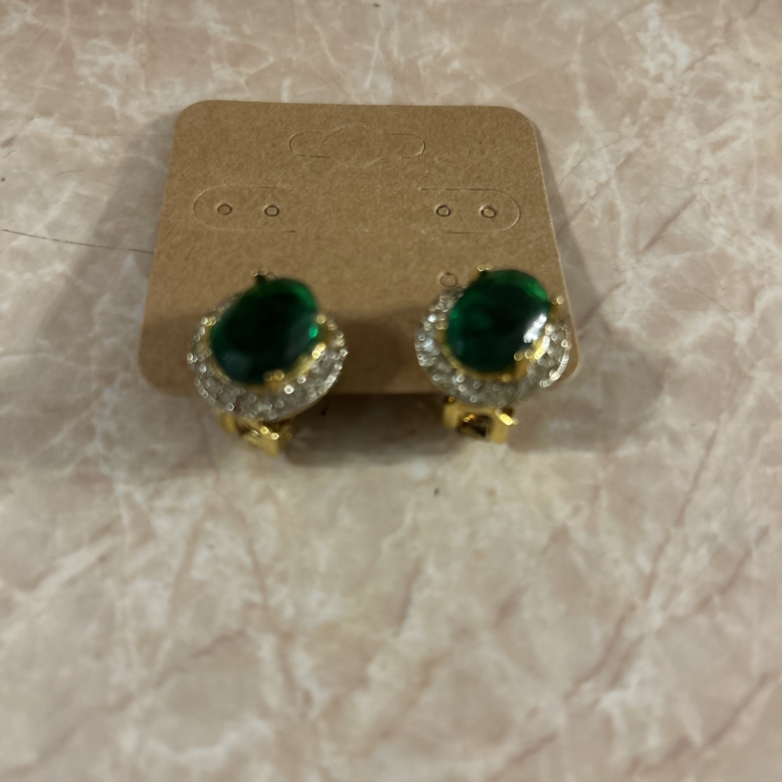 Vtg Signed KJL Kenneth Jay Lane  Gold Tone Green … - image 3