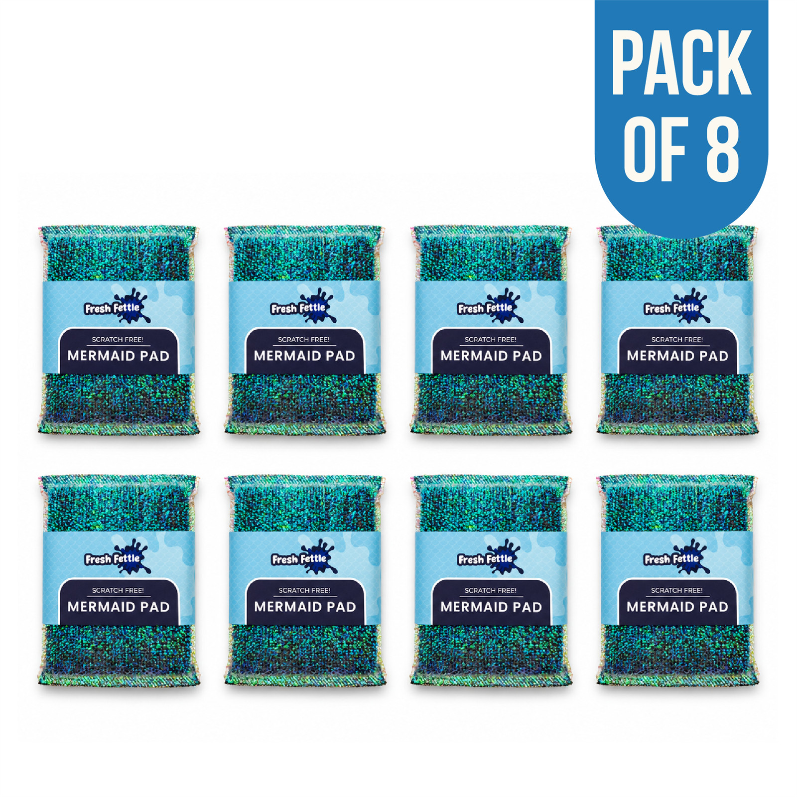 Fresh Fettle Mermaid Washing Up Pads Sponges Pack of 8