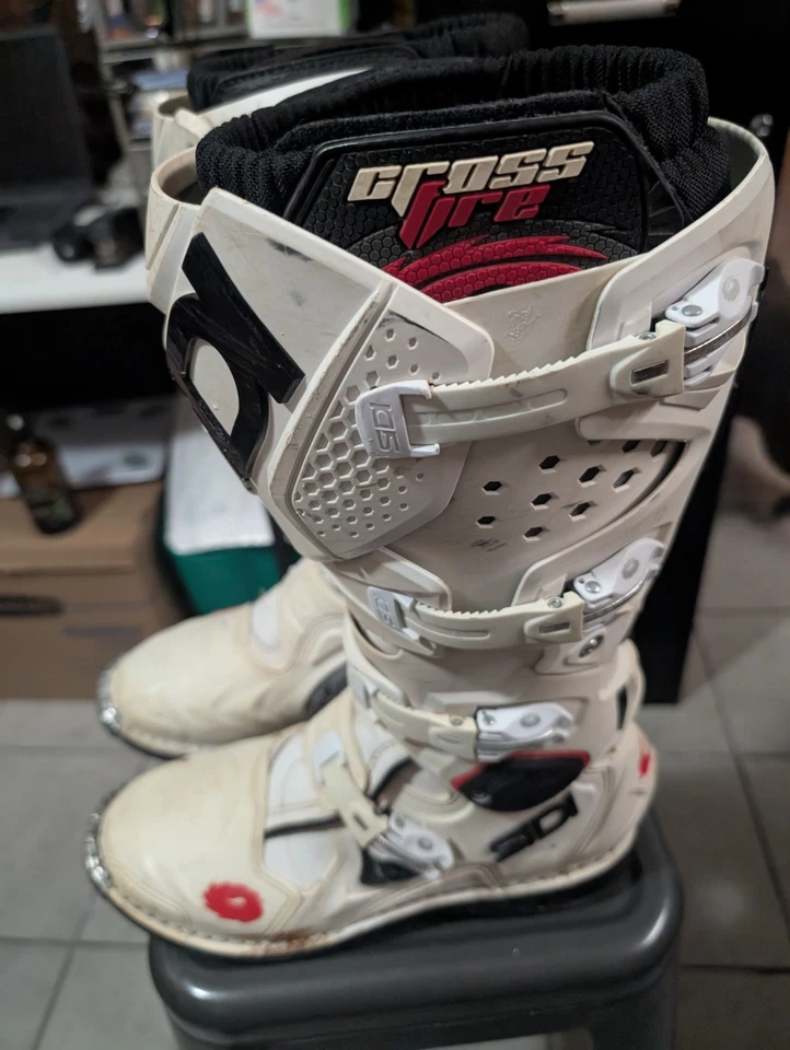 Botas de Motocross Sidi Crossfire 2 Blanco/Negro/Rojo Talla 9.5 No SRS Foto 3 de 4
