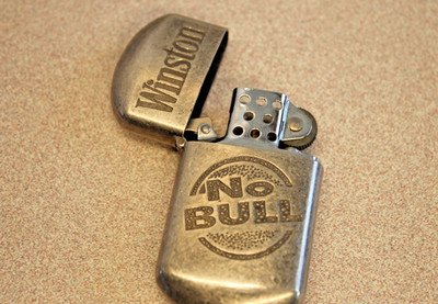 Vintage Winston  No Bull  Advertising Lighter   Metal Flip-Top Windproof Style  