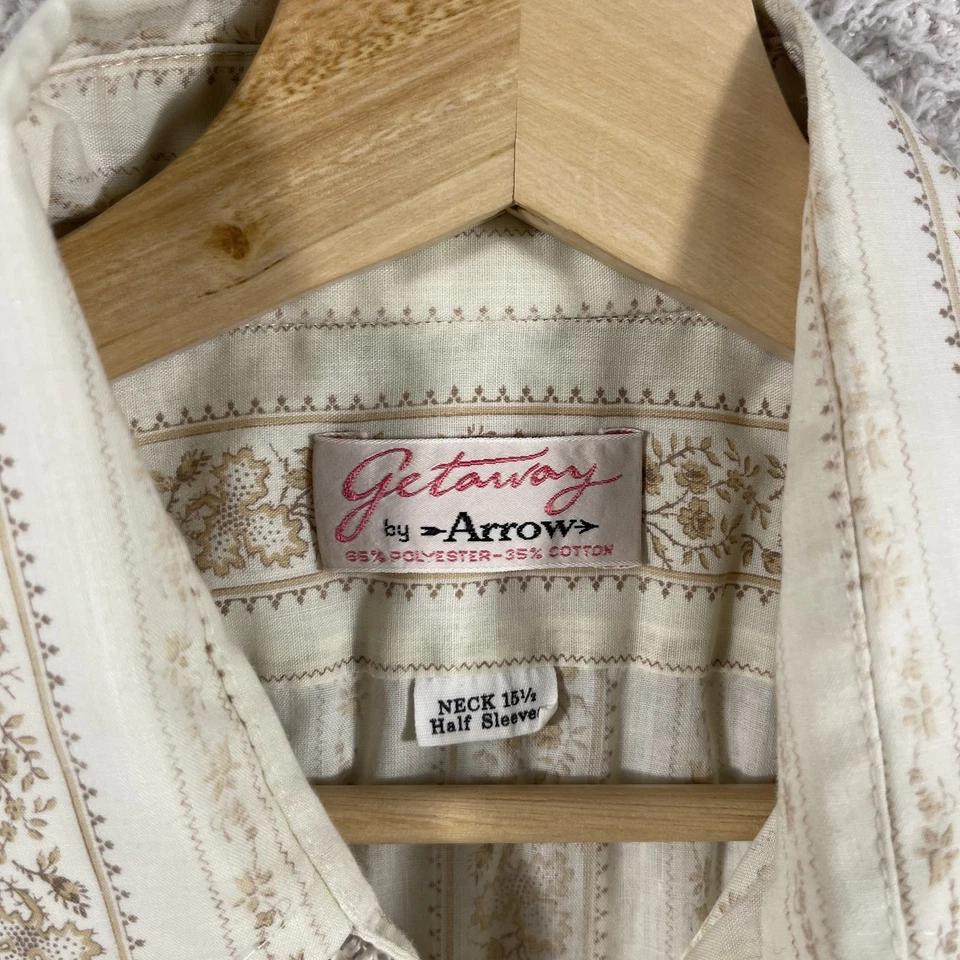 Vintage 1970s Arrow Getaway Shirt Mens 15.5 Dagger Collar Floral Western 80's - Image 4 of 4