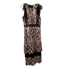 New FOXIEDOX Lace Trim Pleated Floral Midi Dress Womens XS Feminine Cottagecore