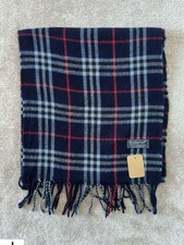 Burberry Navy Nova Check Schal Lammwolle Made in England ged&auml;mpft/debobbled
