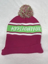 Keystone Light Women’s Pink Winter Hat With Pom Pink Green White NWOT