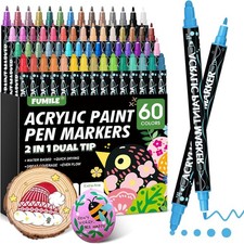 FUMILE 60 Colors Acrylic Paint Marker Dual 60 Count Pack of 1 , 60 colors
