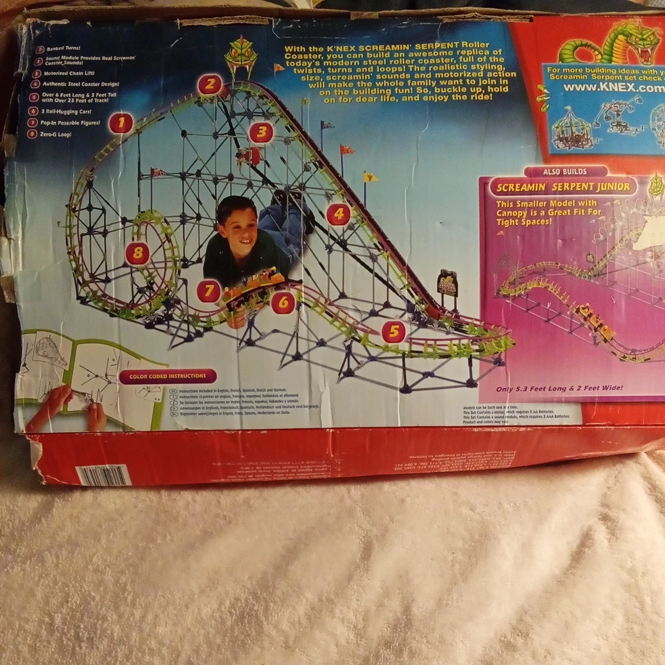 Винтажный новый в коробке K'NEX Screamin' змея горки комплект 63153 моторизованный - Изображение 3 из 4