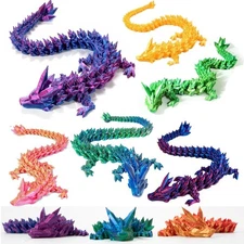 3D Printed Dragon Crystal Articulated Dragon Desktop Decor Fidget Animals Toys