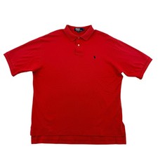 Polo Ralph Lauren Mens Red Short Sleeve Cotton Pique Polo Shirt Large USA Made