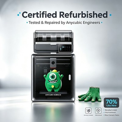 Refurbished ANYCUBIC Kobra S1 Combo 3D Printer Multi-color Printing 70% Repaired