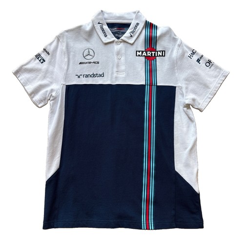 Williams Martini Racing Mercedes Benz Men's White Blue Polo Shirt Size L