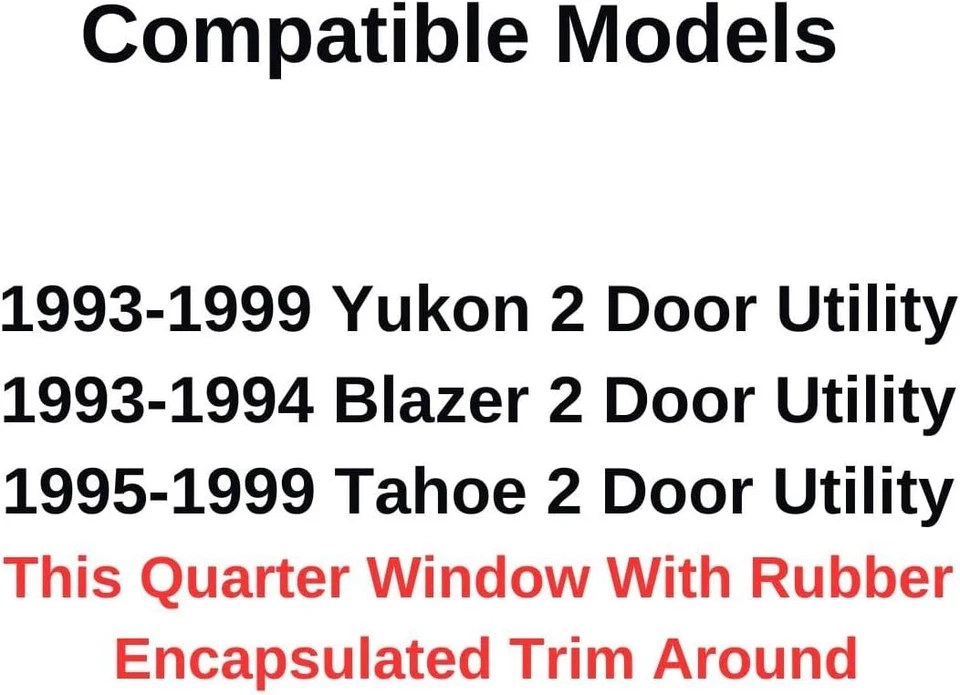 Ajuste Chevy Blazer Tahoe GMC Yukon Driver lado izquierdo cuarto trasero ventana vidrio OEM Foto 3 de 4