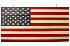 Wooden American Flag Red White Blue US Stars  Stripes Wall Decor 48in X 27in
