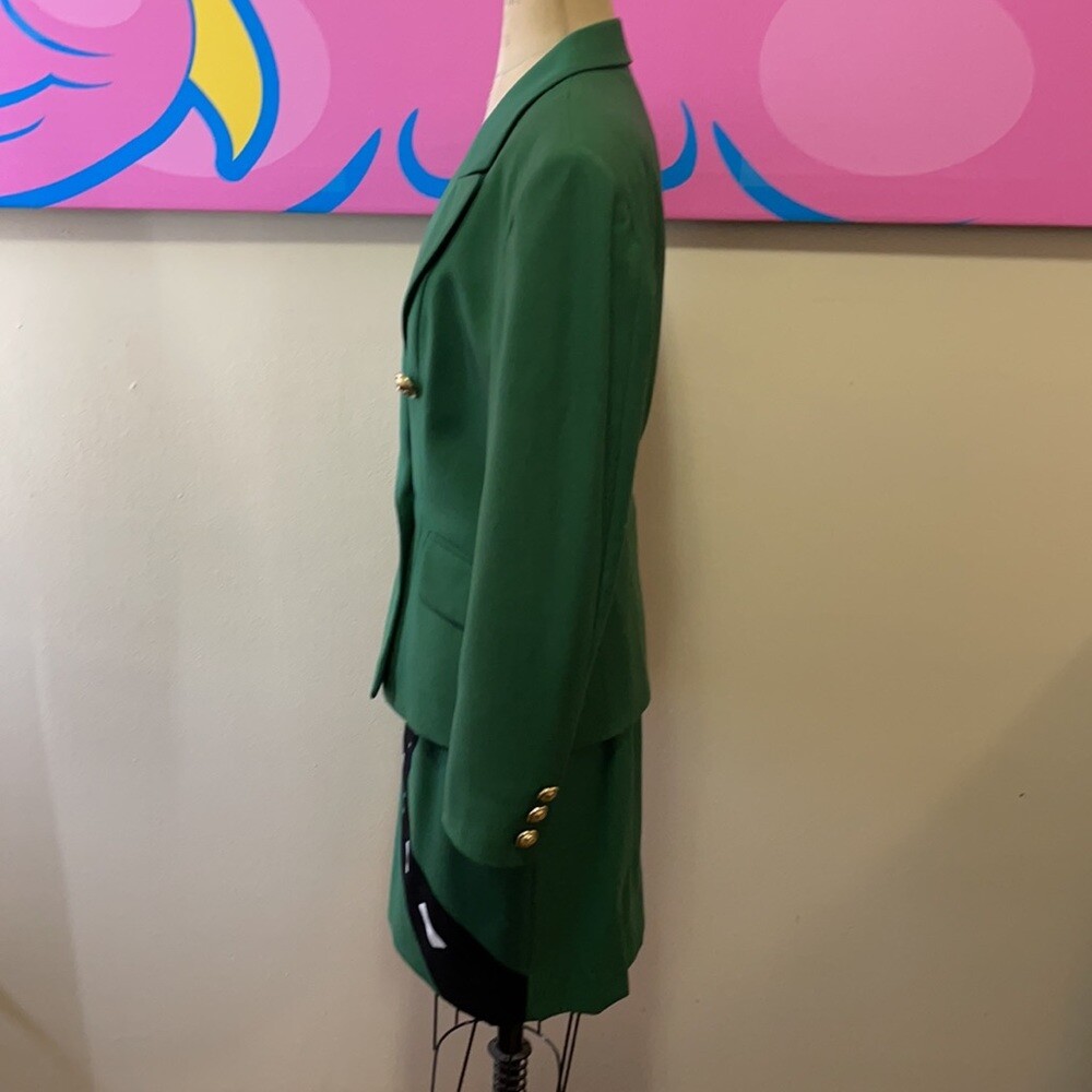Moschino Cheap Chic Green Wool Skirt Suit Highway Sign Cow Sun image 7