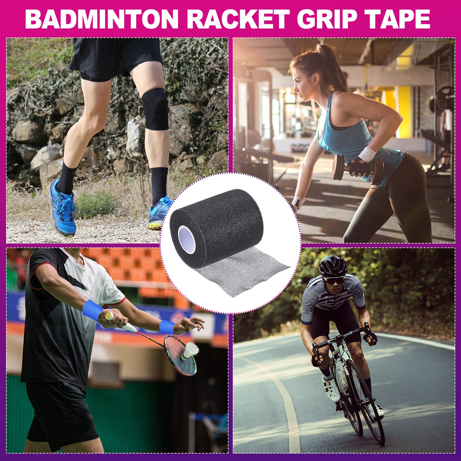 12Pcs Sports PreWrap Foam Prewrap 30 Yard Athletic Tape Wraps Black