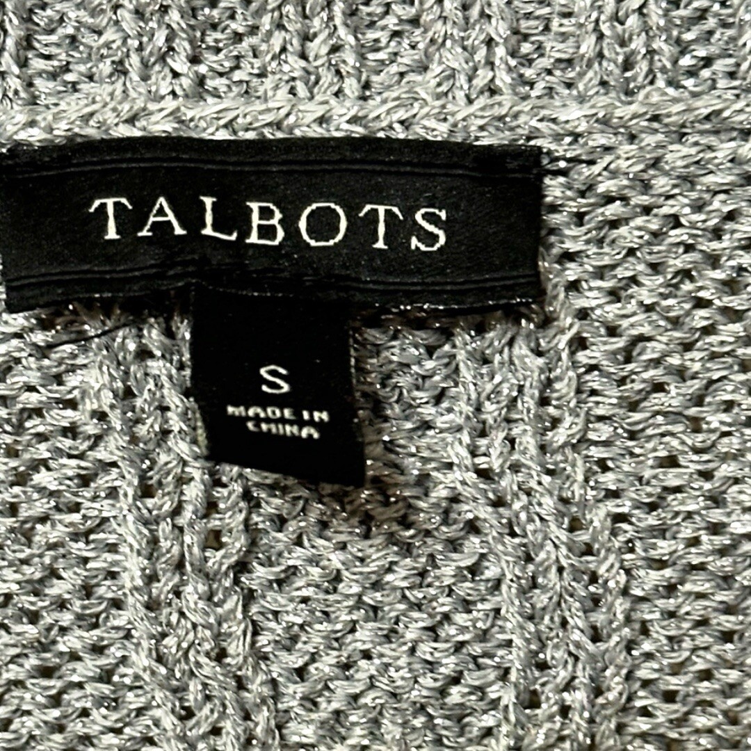 Talbots silver Metallic Shimmer button Front cabl… - image 3