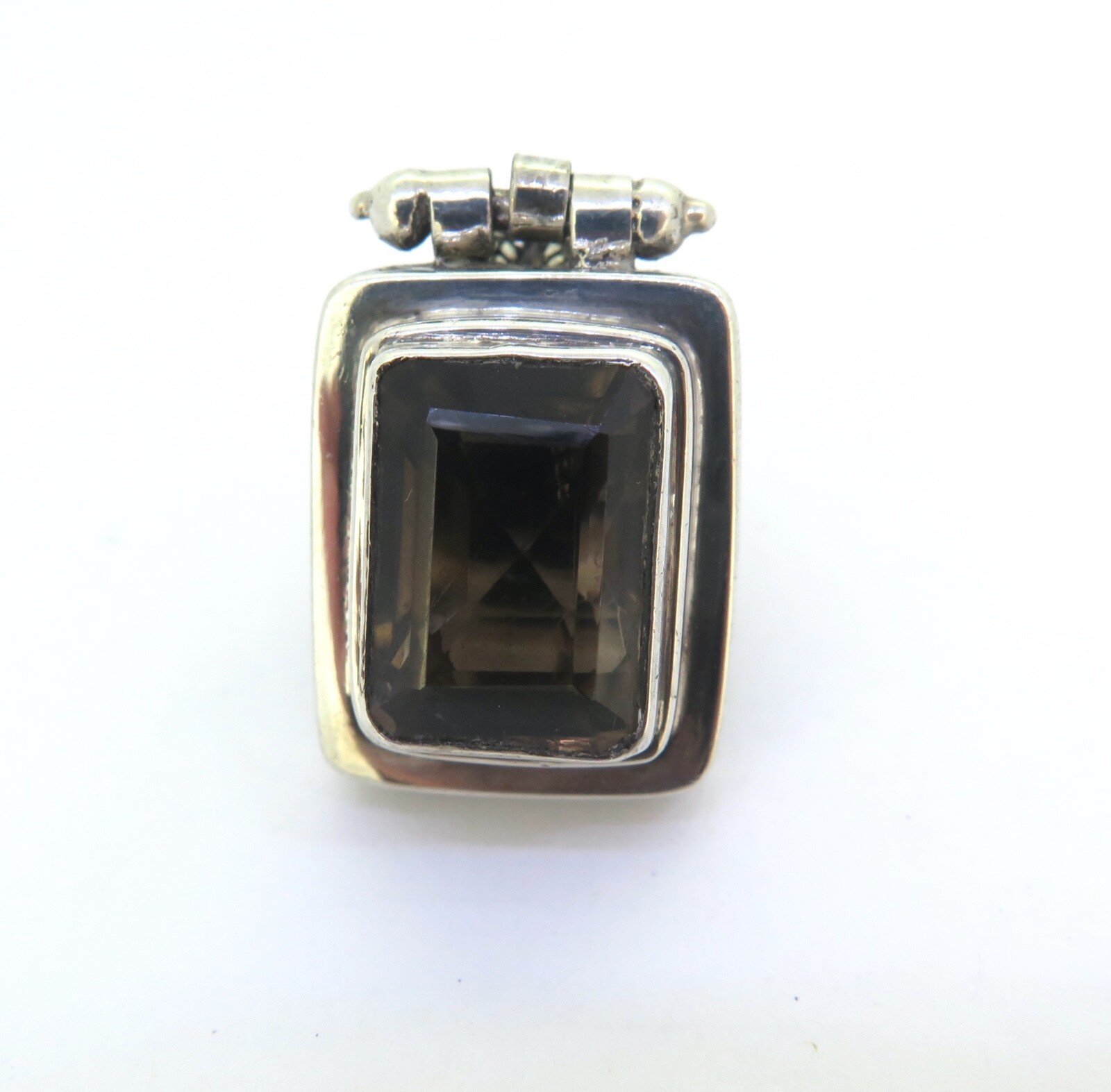 Stylish Sterling Silver  & Rectangular Smoky Quar… - image 9