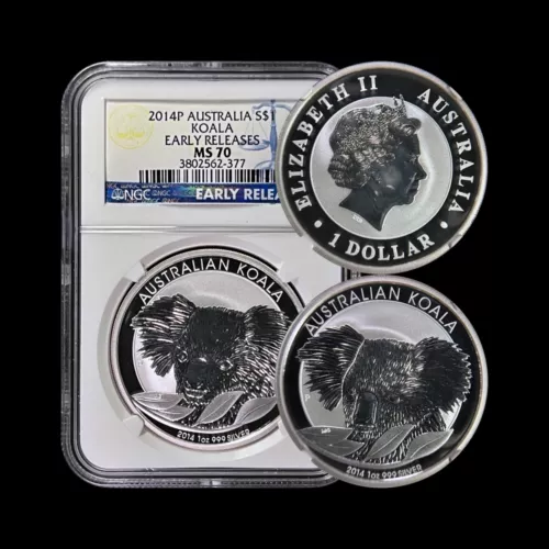 AUSTRALIA. 2014, Dollar, Silver - NGC MS70 - Top Pop 🥇 Koala and Leaves 🐨 RARE