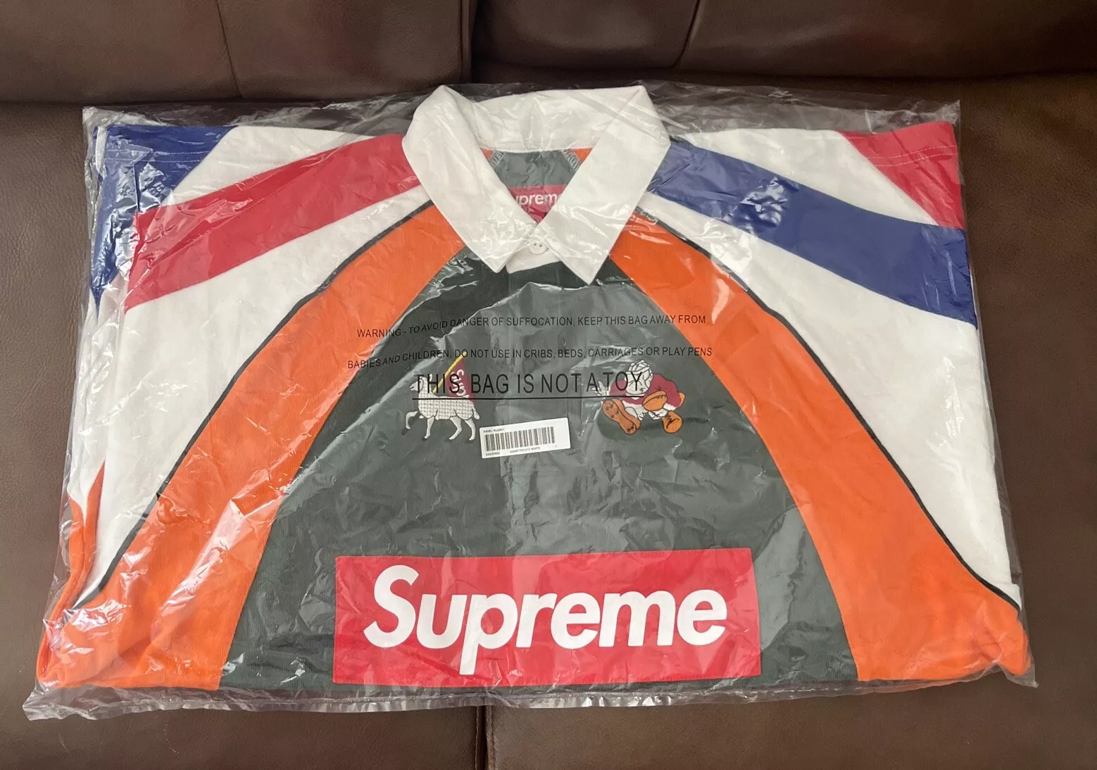Supreme SS24 Week 3 manches courtes rugby multicolore blanc taille grande EN MAIN !