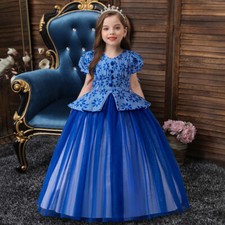 Kids Princess Evening Dresses Flower Girls Wedding Birthday Party Prom Ball Gown