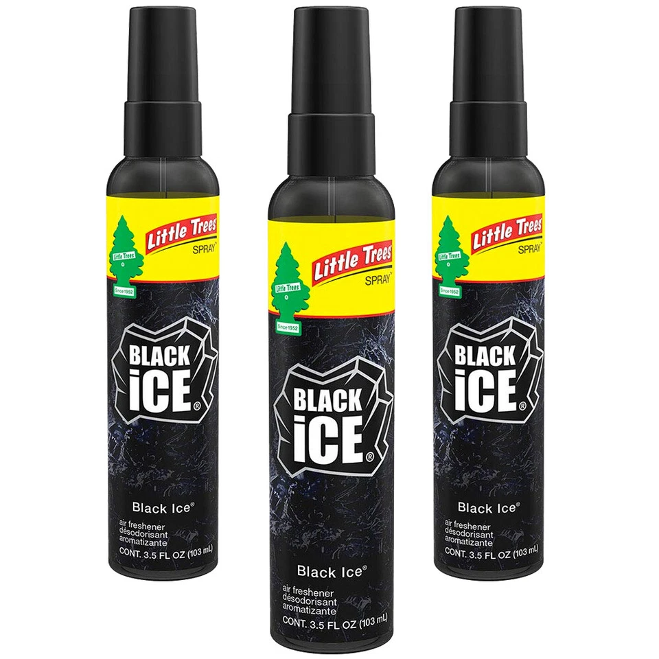 Little Trees Spray Car Air Freshener 3-PACK (Black Ice)
