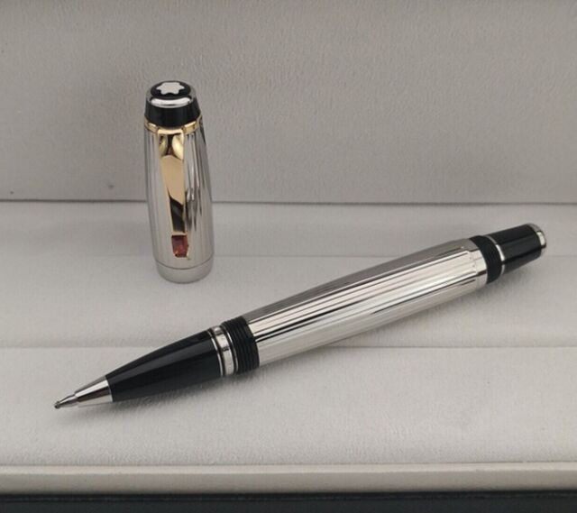 Luxury Bohemia Metal Series Stripes Silver Color 0.7mm Black Ink Rollerball Pen