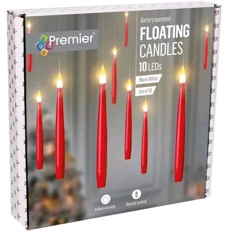 Accents LED 10 Floating Red Warm White Candles Battery Operated Remote Control