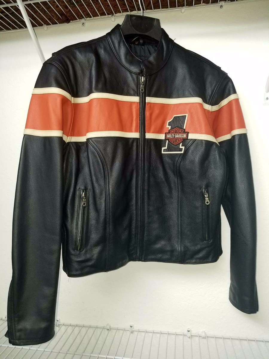 Harley-Davidson バイクジャケット シルバー/ブラック/オレンジ Harley Davidson バイク用ジャケット（色：オレンジ系）｜バイク