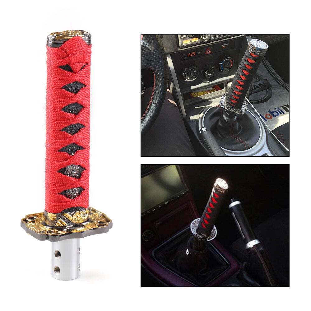 Red&Black 15cm Samurai Sword Gear Shift Knob Shifter Katana Metal+