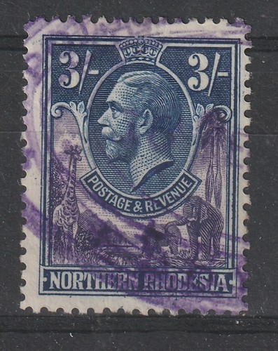 1929 Northern Rhodesia S.G.13 3/- Violet & Blue.Very Fine Revenue Used.