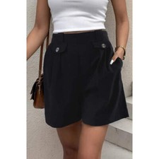 Decorative Button Pocketed Shorts