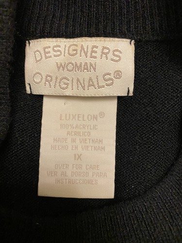 Designers Originals Black Knit Sweater Sequin Front 1X LS Acrylic - Picture 7 of 7