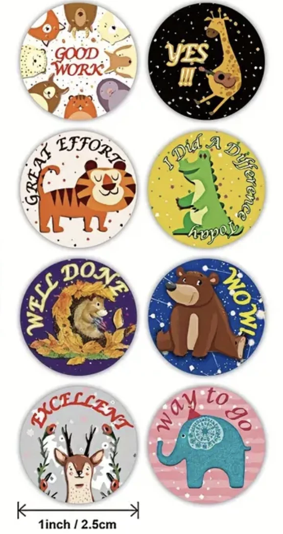 Positive Reward Merit Stickers 2.5cm 50/100pc Teacher Kids Classroom Award Party