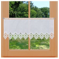 Feenhaus Spitzengardine Jette weiß Landhaus-Scheibengardine Plauener Spitze