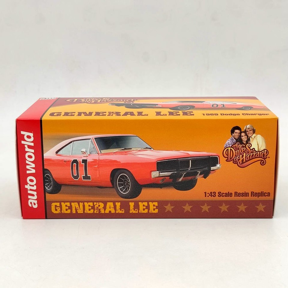 Modèle Réduit Auto World 1:43 - Dodge Charger General Lee 1969 Rouge - Édition Limitée En Résine