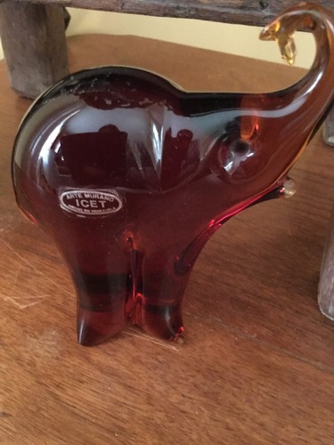 Arte Murano Icet Blown Glass Amber Elephant - Picture 5 of 5