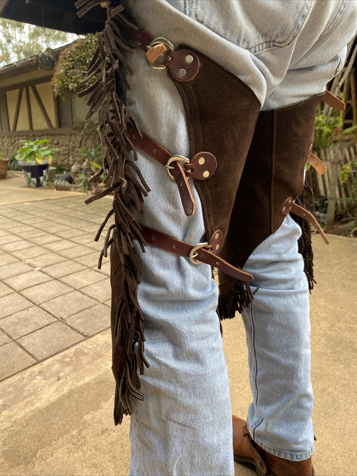 Unisex Suede Leather Western Chinks For Outdoor Sports and Horse Riding ...