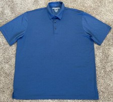 GREG NORMAN Play Dry ML75 Polo Mens XXL Short Sleeve Blue w/ Blue Stripes