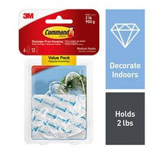 Clear Hooks, Medium, 6 Hooks, 12 Strips/Pack 1.16 per strip