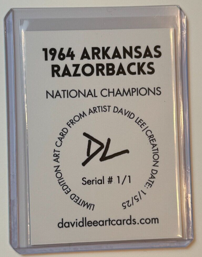 1964 Arkansas Razorbacks National Champions Platinum Artist Signed Card 1/1 - Picture 2 of 2