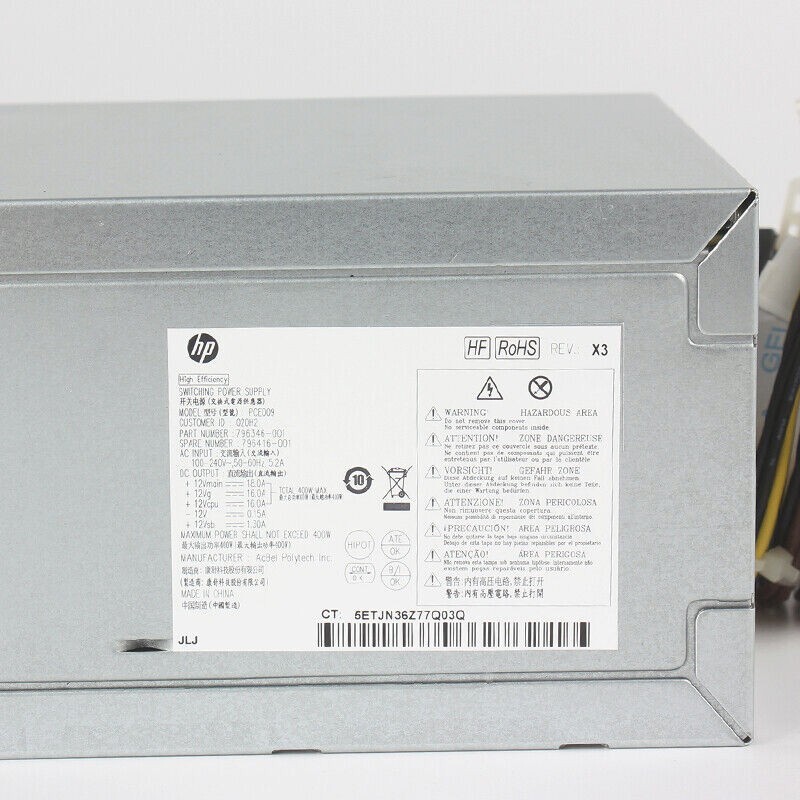 HP Z240 Workstation 400W Power Supply PSU 796346-001 796416