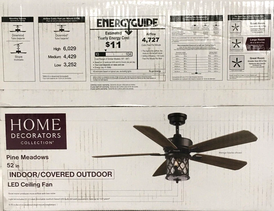 Home Decorators Collection Pine Meadows Ceiling Fan 52117 52-In. LED Ceiling Fan - Image 4 of 4