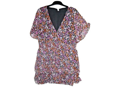 Damen Kleid***Page One***Wickeloptik***Schwarz mit Blumen***Gr 46