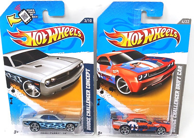 2 Hot Wheels Dodge Challenger Heat Fleet 12 Concept HW Code '12 Drift NEW #D21
