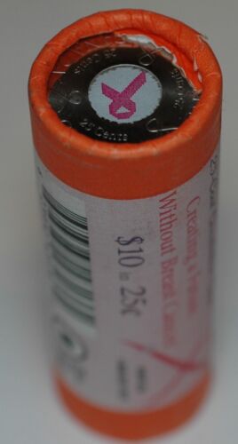 2006 Canada 25 cent coin breast cancer quarter pink ribbon unopened original rol - 第 3/3 張圖片