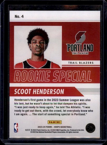 2023-24 Hoops #4 Scoot Henderson Rookie Special - Picture 2 of 2