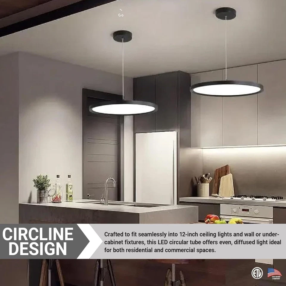 Diodesy 2PK 12" Fluorescent Light Bulb T9 Round Lamp 16W Color Selectable 1600LM - Image 3 of 4