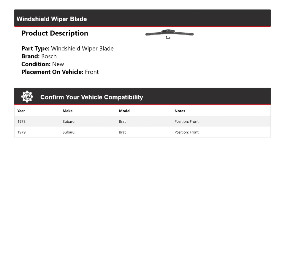 Limpiaparabrisas delantero Evolution para Subaru Brat Bosch 1978-1979 Foto 2 de 4
