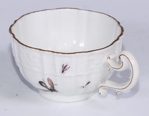 Meissen Porcelain Fruit, & Bugs Tea Cup & Saucer 1740 - Picture 6 of 18