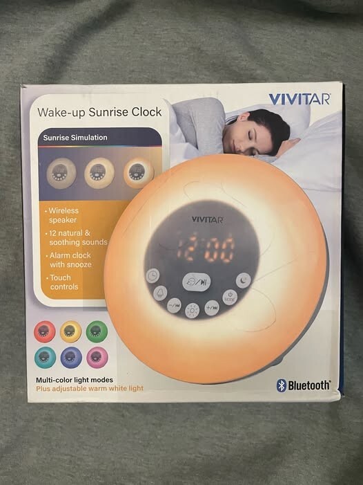 Vivitar Wake Up Sunrise Clock .Multi-color Light Modes BLUETOOTH ALARM CLOCK-image