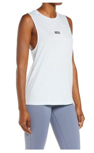 New $75 P.E. NATION light Blue Logo Twist Serve Sleeveless Tank Top Shirt Medium - Bild 2 von 4